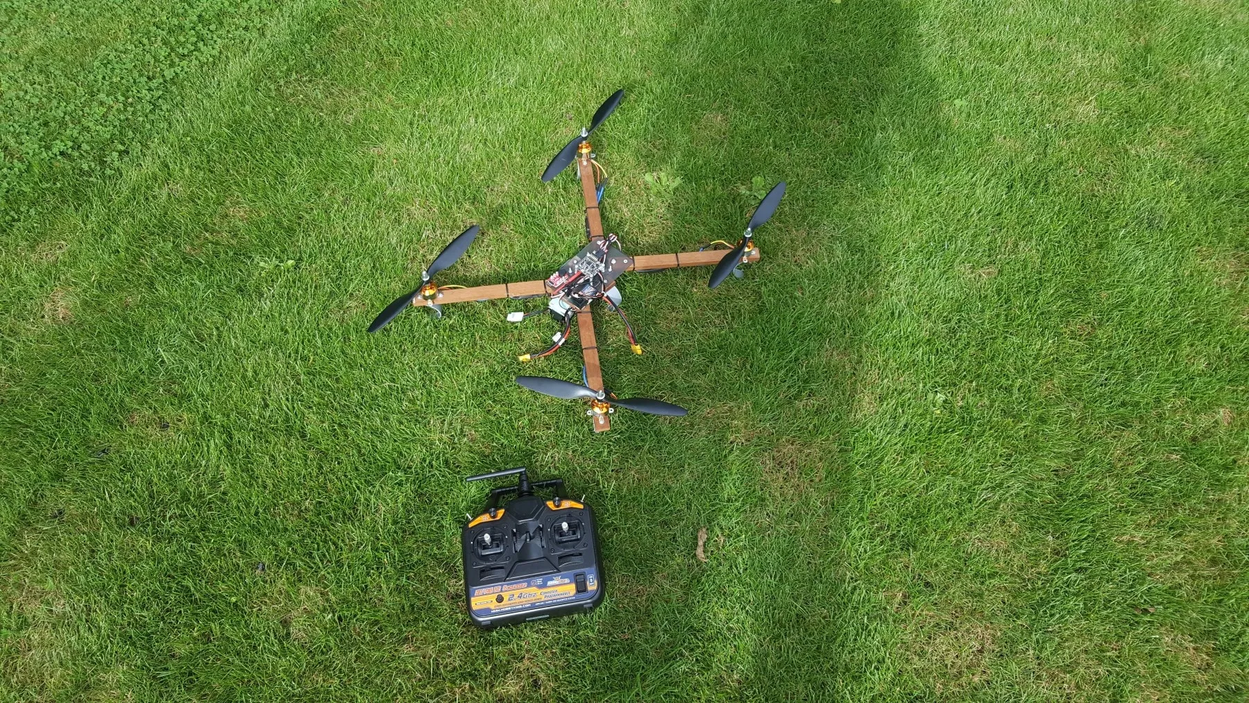 Testing the finished quadcopter outside