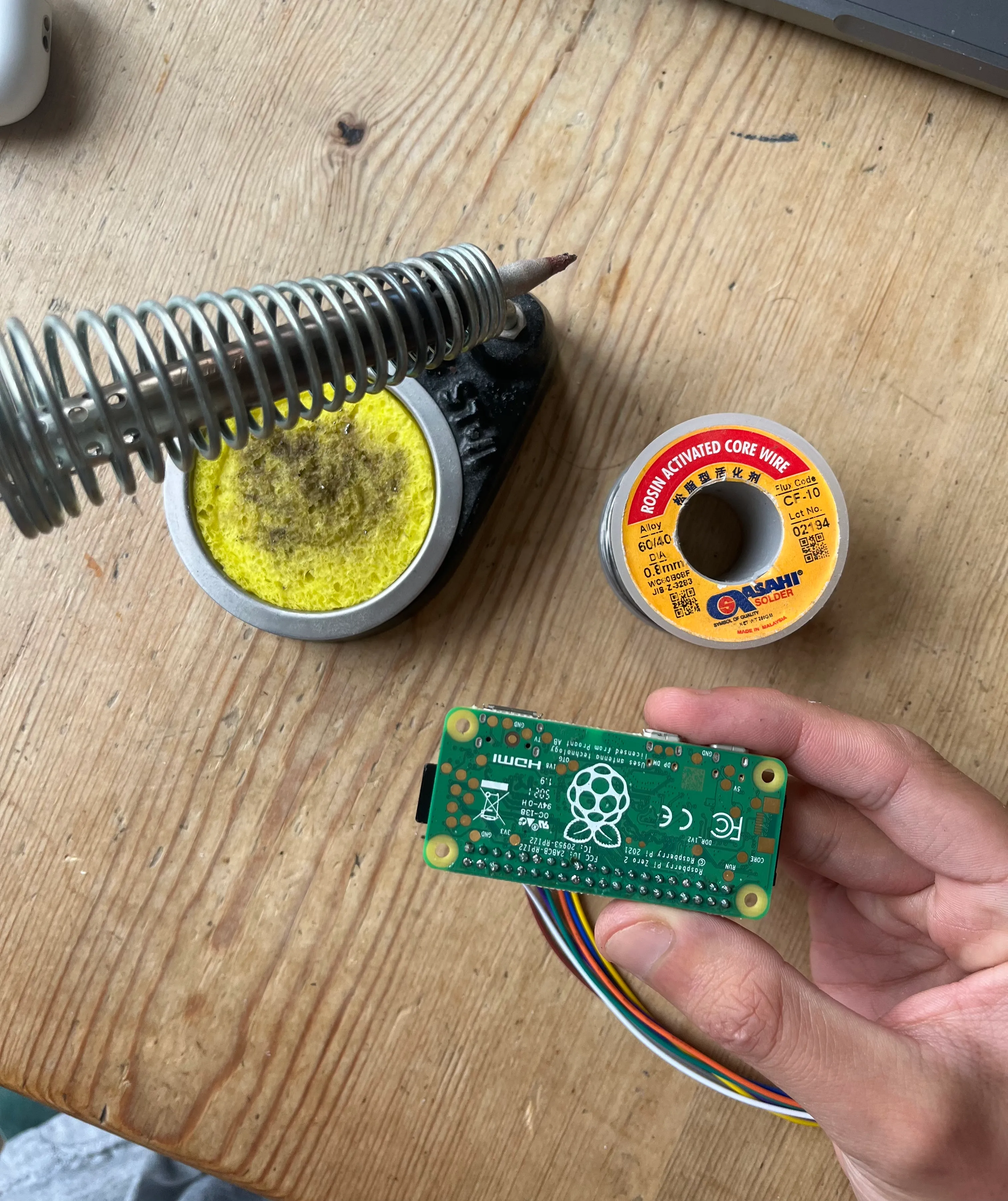 Soldering header pins to a Raspberry Pi Zero 2W