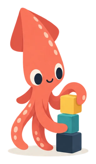 The toy squid stacking blocks